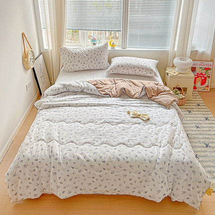 91家纺网 家纺一手货源 找家纺 （总）玉海棠家纺 2025新款水洗皱皱纱印花夏被 被子被芯