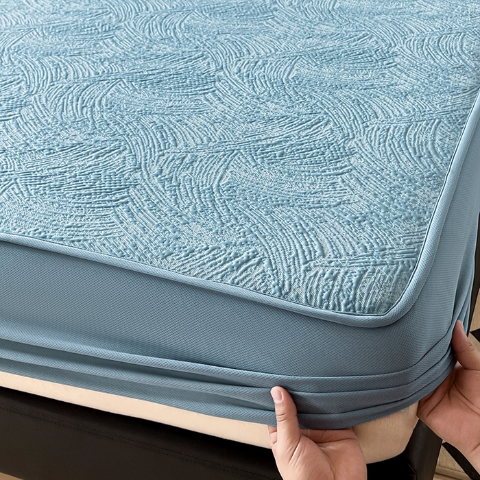 91家纺网 家纺一手货源 找家纺 蓝邻家纺 2025新款PE提花床笠凉席-涂鸦系列 涂鸦-蓝