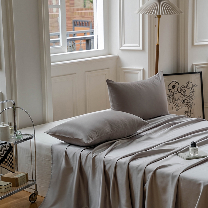 91家纺网 家纺一手货源 找家纺 咏绒家纺工厂店 2025新款60S奥地利兰精天丝轻奢系列-单床单 岩石灰