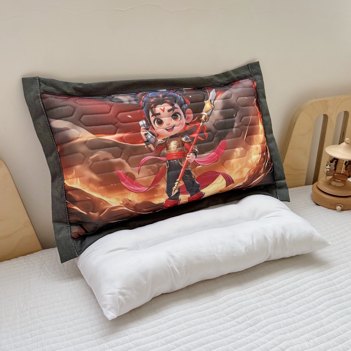 91家纺网 家纺一手货源 找家纺 纽乐家纺 2025新款卡通5D数码印花哪吒周边儿童冰丝乳胶凉枕枕套枕芯 哪吒-5