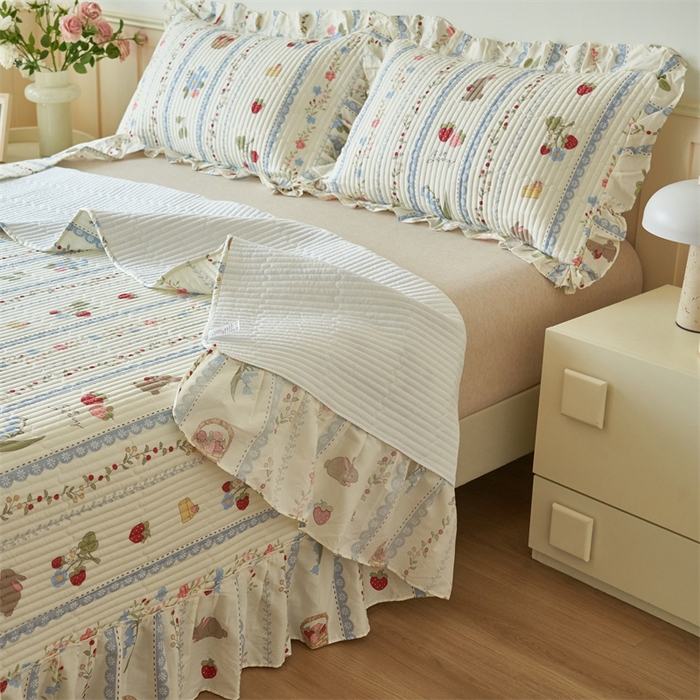 91家纺网 家纺一手货源 找家纺 恒爱家纺 2024新款全棉甜美少女单床盖 越畔之思