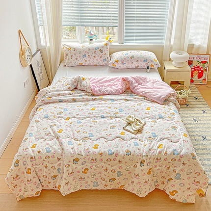 91家纺网 家纺一手货源 找家纺 （总）玉海棠家纺 2025新款水洗皱皱纱印花夏被 被子被芯