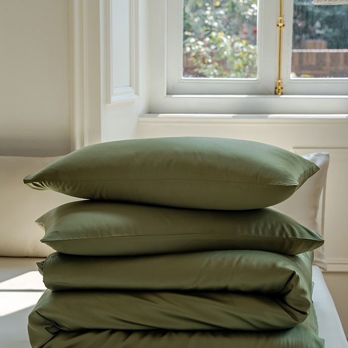 91家纺网 家纺一手货源 找家纺 咏绒家纺工厂店 2025新款60支奥地利兰精天丝单品系列--单被套 欧芹绿