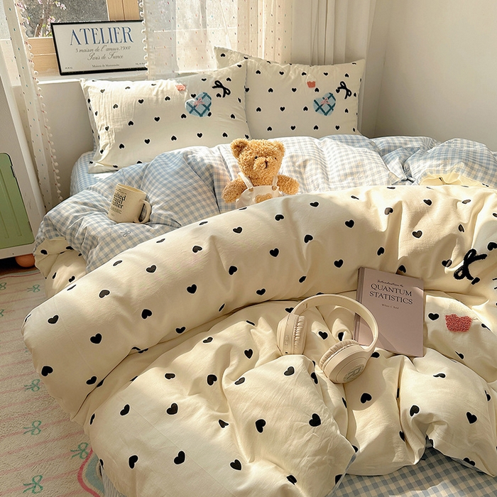 91家纺网 家纺一手货源 找家纺 澳梵家居 2025新款小清新全棉印花毛巾绣四件套 奶油小猫