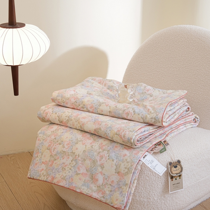 91家纺网 家纺一手货源 找家纺 （总）U被家纺 2025新款全棉双层纱夏凉被茶歇系列