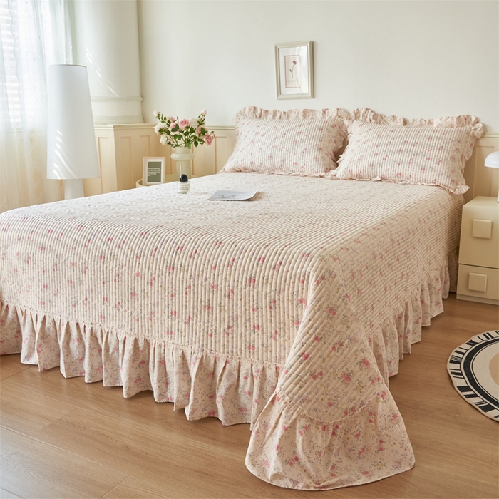 91家纺网 家纺一手货源 找家纺 恒爱家纺 2024新款全棉甜美少女单床盖 夏醉浅梦