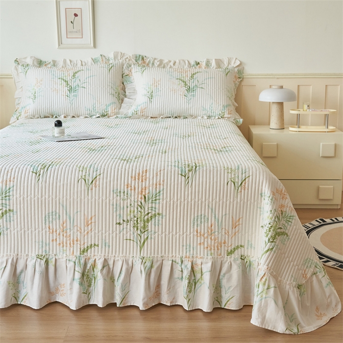 91家纺网 家纺一手货源 找家纺 恒爱家纺 2024新款全棉甜美少女单床盖 青稞