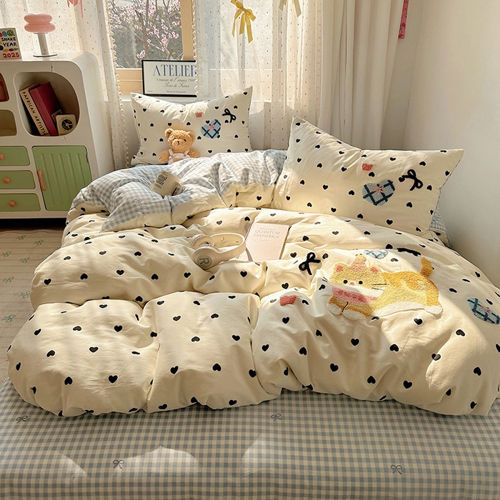 91家纺网 家纺一手货源 找家纺 （总）澳梵家居 2025新款小清新全棉印花毛巾绣四件套