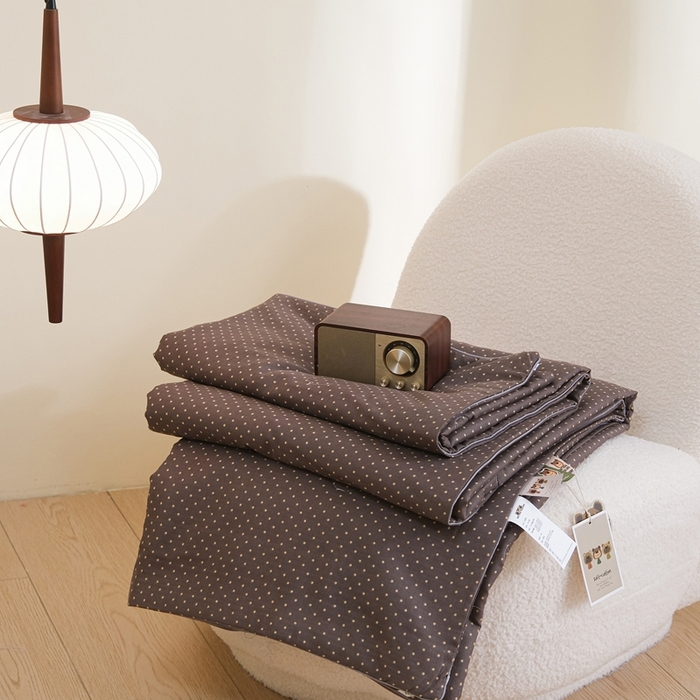 91家纺网 家纺一手货源 找家纺 U被家纺 2025新款全棉双层纱夏凉被茶歇系列 波舞圆曲-深灰