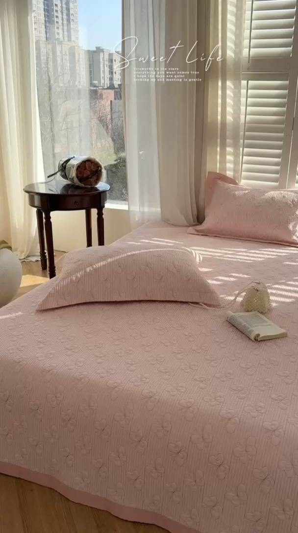 91家纺网 家纺一手货源 找家纺 琳可家居 花开蝶自来系列双面再生纤维素纤维床盖高温水洗两面可用 花开蝶自来-粉