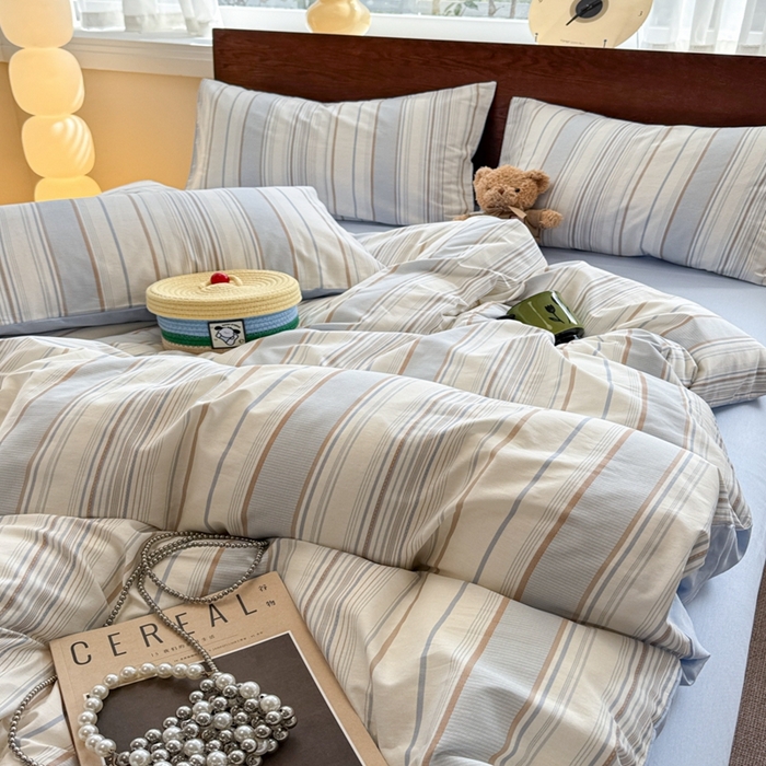 91家纺网 家纺一手货源 找家纺 呗旺鹿 2025新款学生季全棉纯棉40支跑量款巴恩风四件套 克洛伊