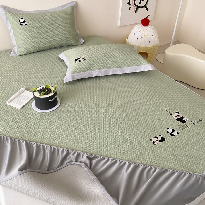 91家纺网 家纺一手货源 找家纺 （总）由有家居 2025新款新品A类PE高凉感分子进口刺绣豆豆凉席三件套