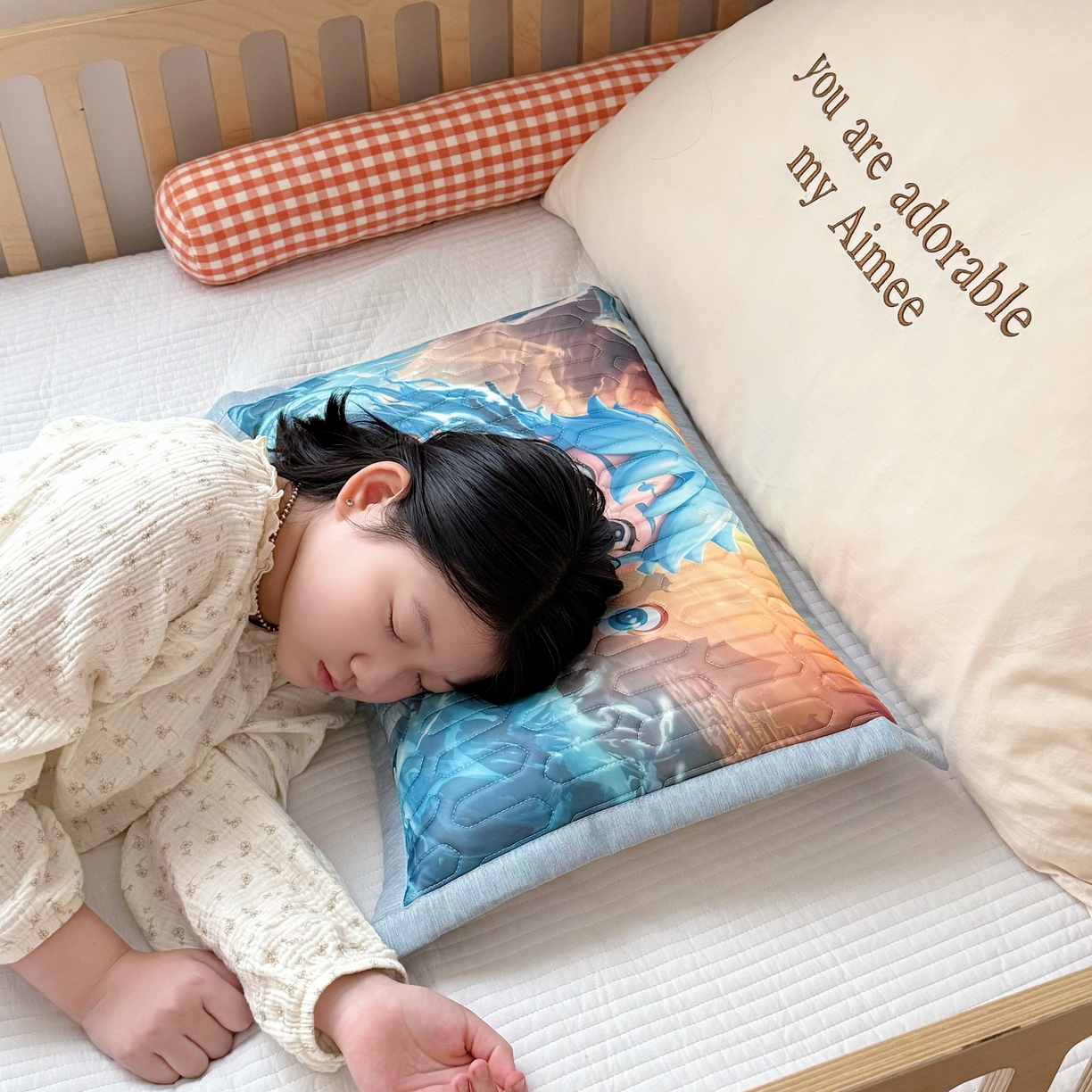 91家纺网 家纺一手货源 找家纺 纽乐家纺 2025新款卡通5D数码印花哪吒周边儿童冰丝乳胶凉枕枕套枕芯 哪吒-4