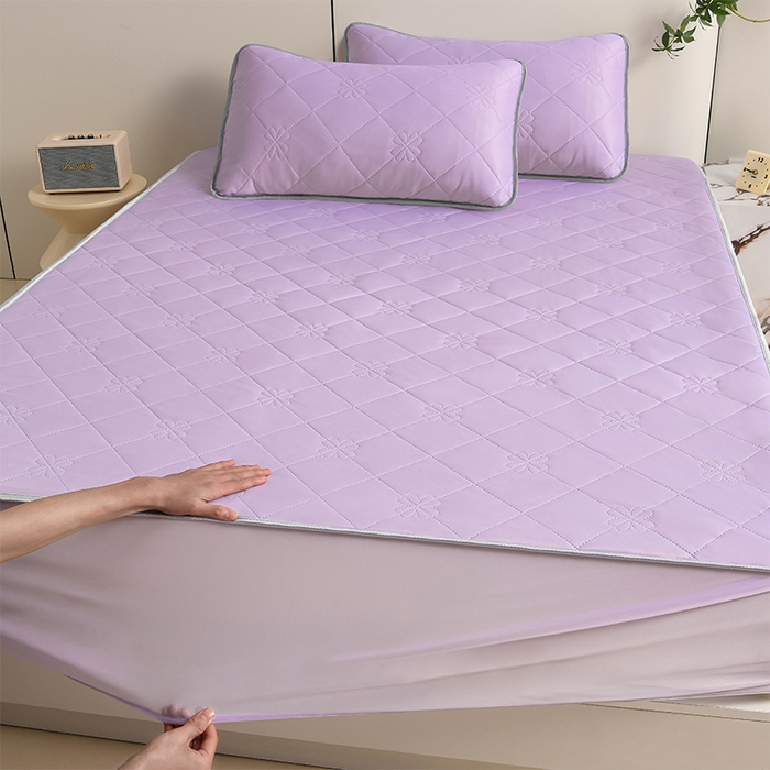 91家纺网 家纺一手货源 找家纺 2025新款清凉舒适凉感丝夏被四件套 浅紫