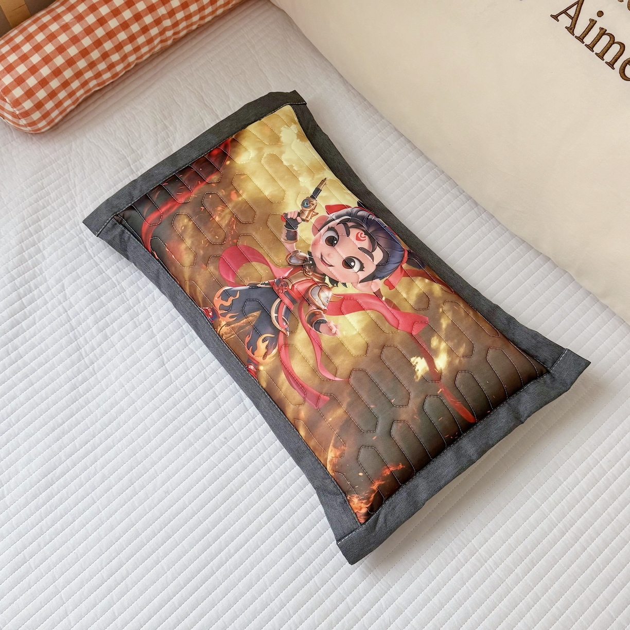 91家纺网 家纺一手货源 找家纺 纽乐家纺 2025新款卡通5D数码印花哪吒周边儿童冰丝乳胶凉枕枕套枕芯 哪吒-2