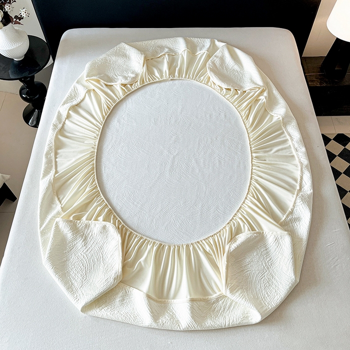 91家纺网 家纺一手货源 找家纺 蓝邻家纺 2025新款PE提花床笠凉席-涂鸦系列 涂鸦-米白