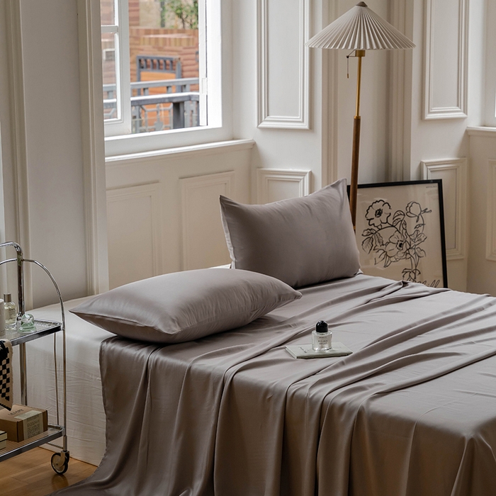 91家纺网 家纺一手货源 找家纺 咏绒家纺工厂店 2025新款60S奥地利兰精天丝轻奢系列-单床单 曙光银