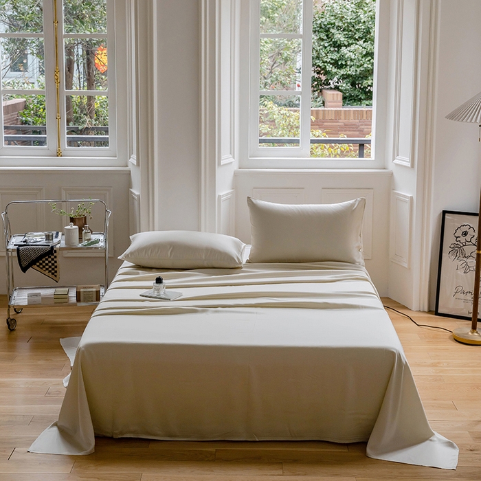 91家纺网 家纺一手货源 找家纺 咏绒家纺工厂店 2025新款60S奥地利兰精天丝轻奢系列-单床单 极地白