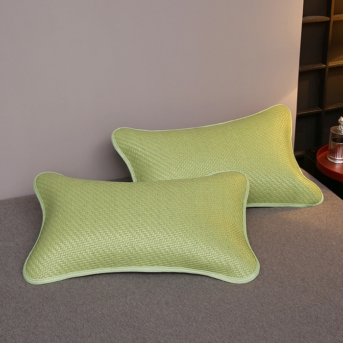 91家纺网 家纺一手货源 找家纺 梦叶草 2025新款纯色冰藤全荞麦枕夏凉凉感枕芯冰丝冰藤枕头 纯色冰藤全荞麦枕-嫩绿35*55cm