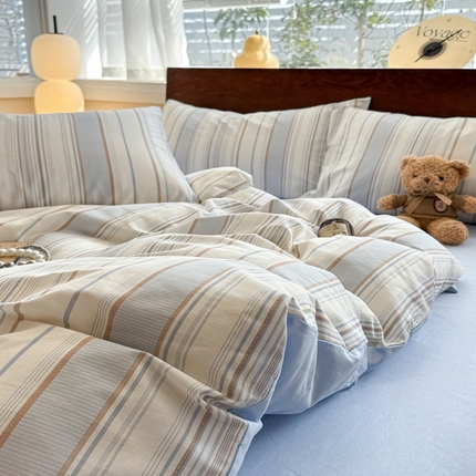 91家纺网 家纺一手货源 找家纺 呗旺鹿 2025新款学生季全棉纯棉40支跑量款巴恩风四件套 克洛伊