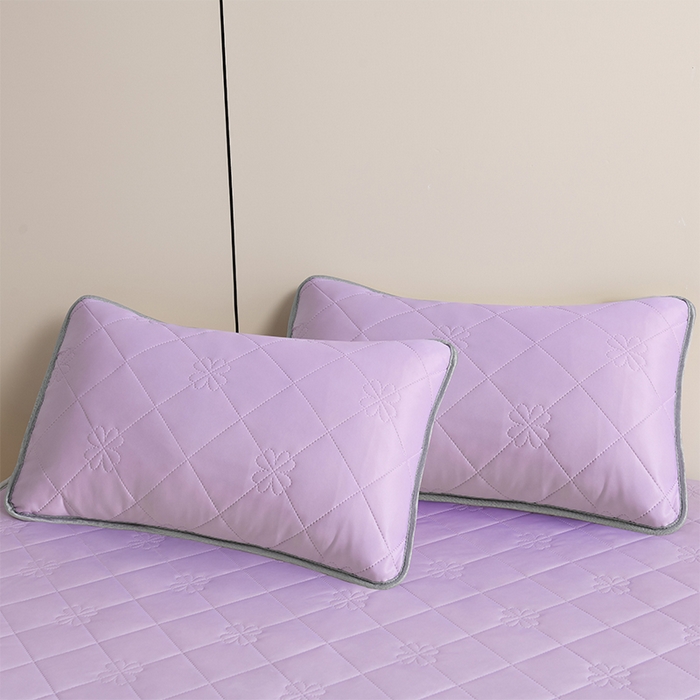 91家纺网 家纺一手货源 找家纺 2025新款清凉舒适凉感丝夏被四件套 浅紫