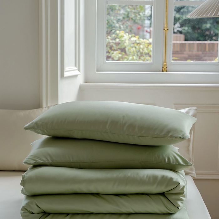 91家纺网 家纺一手货源 找家纺 咏绒家纺工厂店 2025新款60支奥地利兰精天丝单品系列--单被套 嫩叶绿