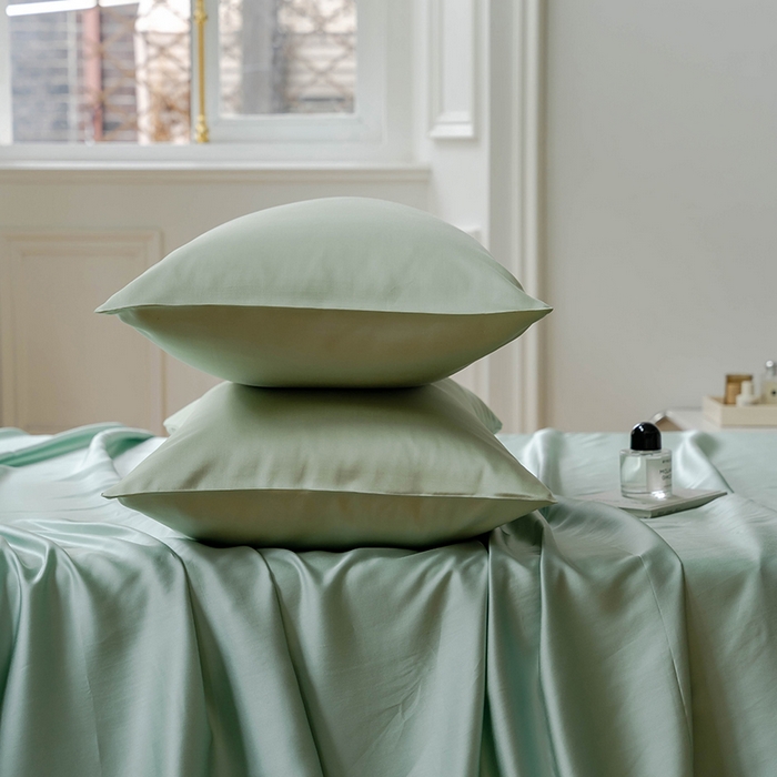 91家纺网 家纺一手货源 找家纺 咏绒家纺工厂店 2025新款60S奥地利兰精天丝轻奢系列-单床单 浅艾绿