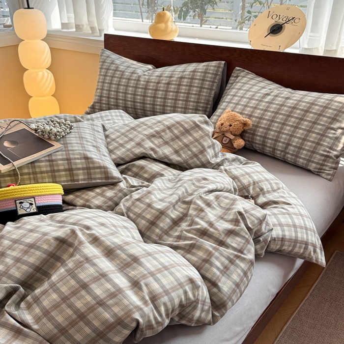 91家纺网 家纺一手货源 找家纺 呗旺鹿 2025新款学生季全棉纯棉40支跑量款巴恩风四件套 曼弗灰