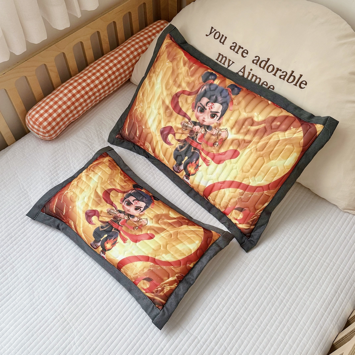 91家纺网 家纺一手货源 找家纺 纽乐家纺 2025新款卡通5D数码印花哪吒周边儿童冰丝乳胶凉枕枕套枕芯 哪吒-7