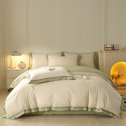 91家纺网 家纺一手货源 找家纺 （总）万盛家纺 2025新款全棉宽边麻绳拼角四件套