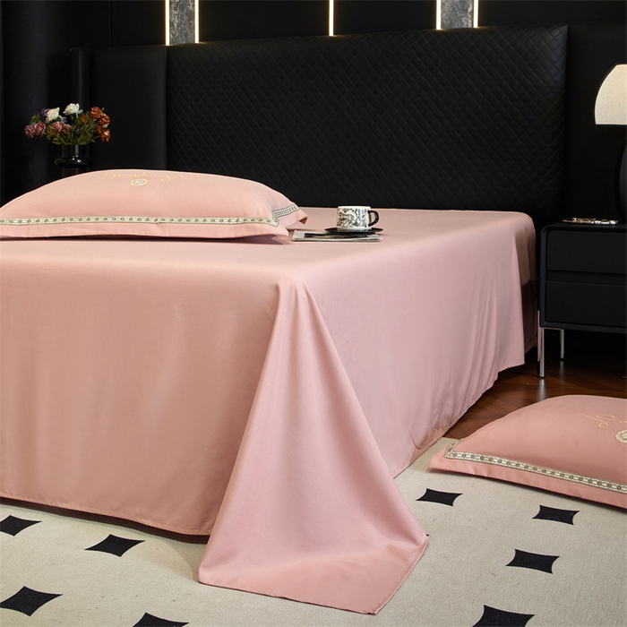 91家纺网 家纺一手货源 找家纺 佳宇轩 2025新款亲肤水洗棉刺绣四件套系列 简约时代-粉玉