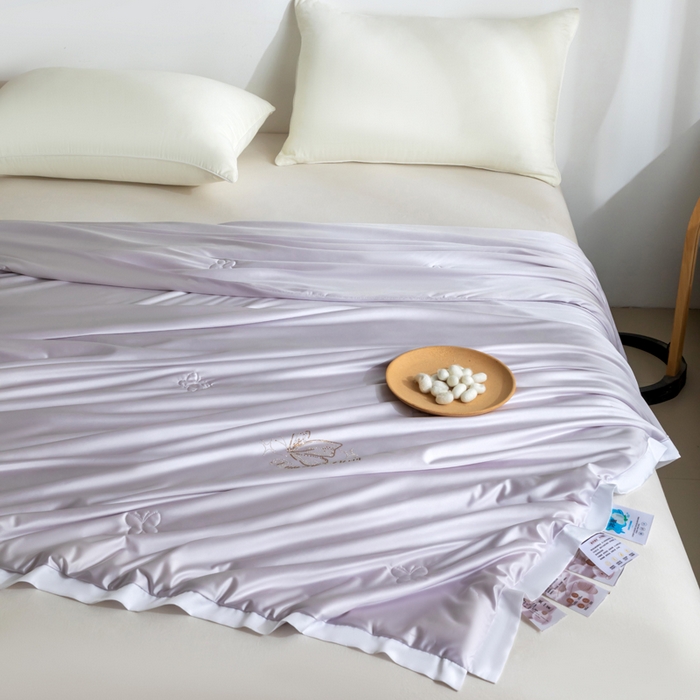 91家纺网 家纺一手货源 找家纺 野马寝具跨境电商专供 2025新款森氧冰蚕蚕丝被 紫色