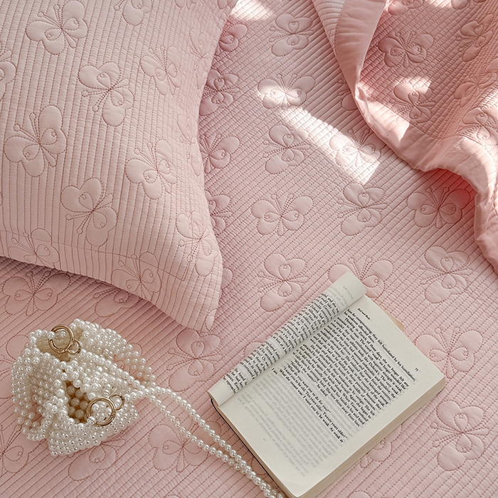 91家纺网 家纺一手货源 找家纺 琳可家居 花开蝶自来系列双面再生纤维素纤维床盖高温水洗两面可用 花开蝶自来-粉