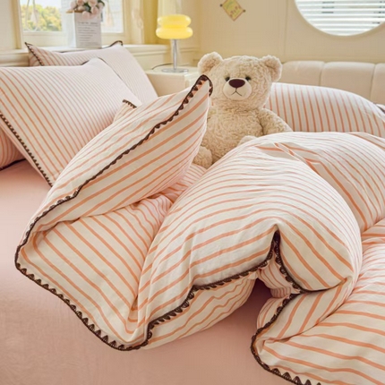 91家纺网 家纺一手货源 找家纺 （总）千希家纺 2025新款水洗棉无印风贝壳边四件套 买家秀加QQ群  920079874或445224204或微信私信