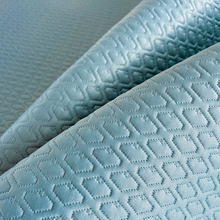 91家纺网 家纺一手货源 找家纺 欧邦 2025新款提花冰豆豆凉席三件套-幸运草 床笠款-幸运草-蓝