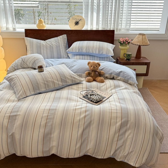 91家纺网 家纺一手货源 找家纺 呗旺鹿 2025新款学生季全棉纯棉40支跑量款巴恩风四件套 克洛伊