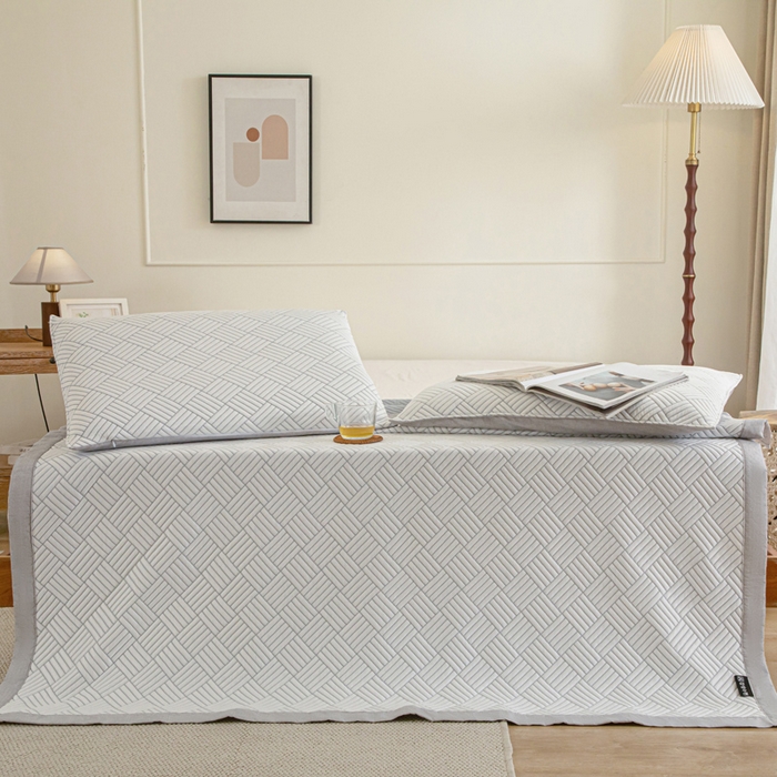 91家纺网 家纺一手货源 找家纺 野马寝具跨境电商专供 2025新款高分子冰感垫软凉席 斜方格