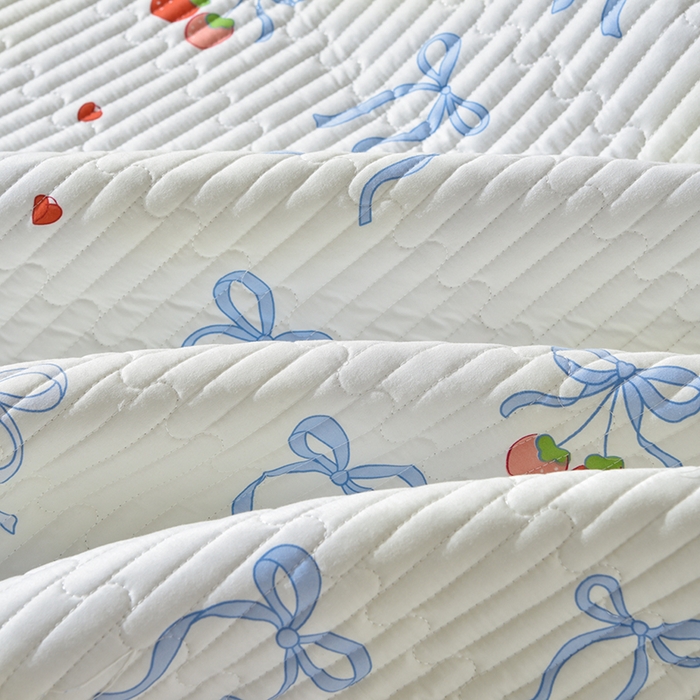 91家纺网 家纺一手货源 找家纺 床笠人家 2025新款亲肤双面磨毛夹棉床盖 草莓乐园