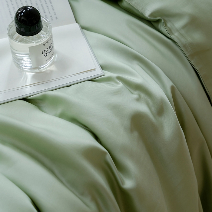 91家纺网 家纺一手货源 找家纺 咏绒家纺工厂店 2025新款60支奥地利兰精天丝单品系列--单被套 嫩叶绿