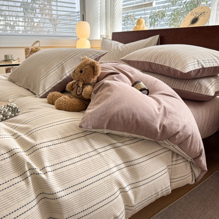 91家纺网 家纺一手货源 找家纺 呗旺鹿 2025新款学生季全棉纯棉40支跑量款巴恩风四件套 西塔茶