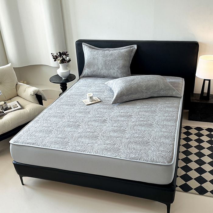 91家纺网 家纺一手货源 找家纺 蓝邻家纺 2025新款PE提花床笠凉席-涂鸦系列 涂鸦-浅灰