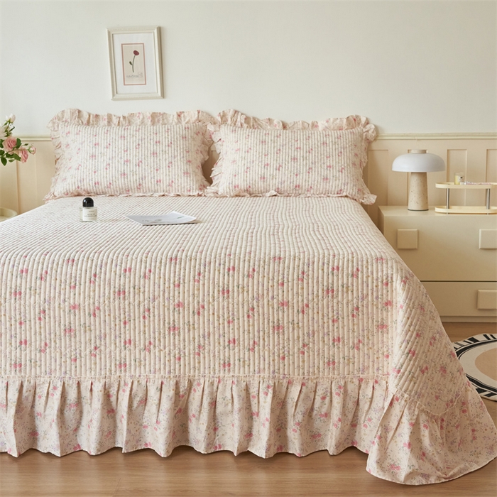 91家纺网 家纺一手货源 找家纺 恒爱家纺 2024新款全棉甜美少女单床盖 夏醉浅梦