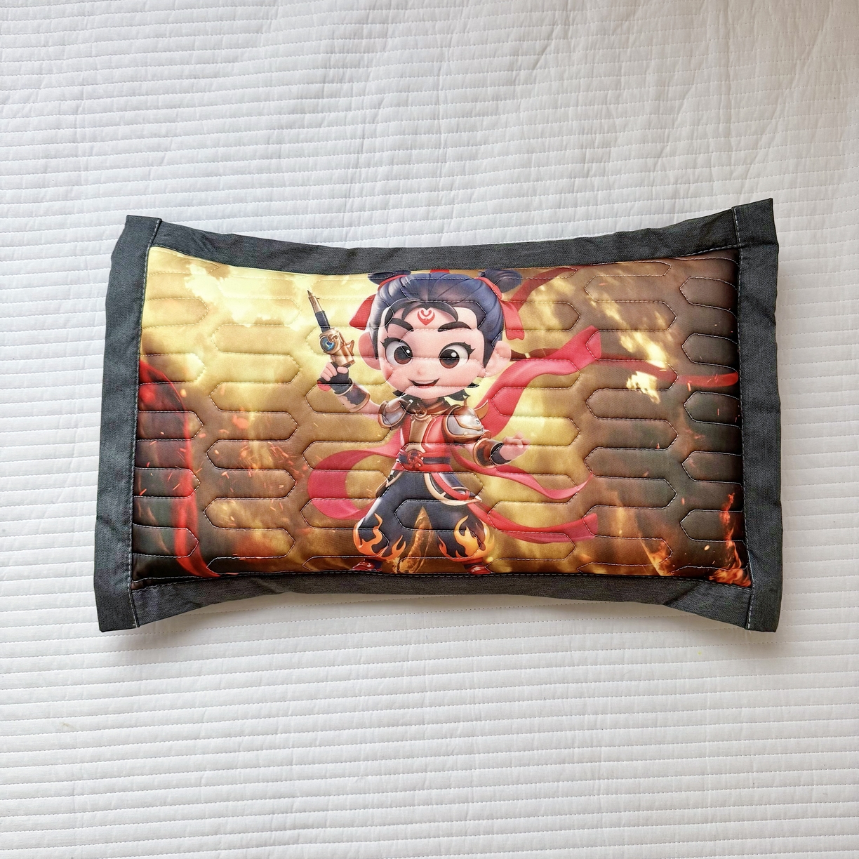 91家纺网 家纺一手货源 找家纺 纽乐家纺 2025新款卡通5D数码印花哪吒周边儿童冰丝乳胶凉枕枕套枕芯 哪吒-2