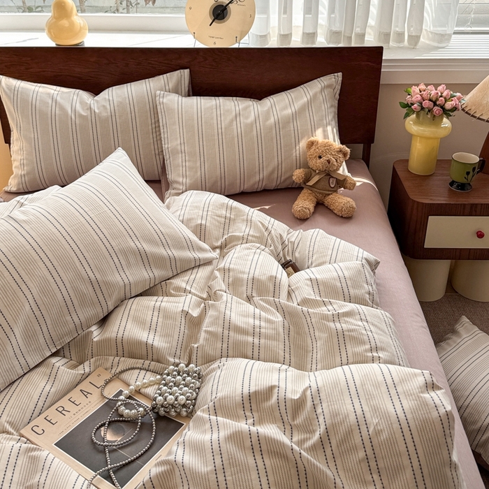 91家纺网 家纺一手货源 找家纺 呗旺鹿 2025新款学生季全棉纯棉40支跑量款巴恩风四件套 西塔茶