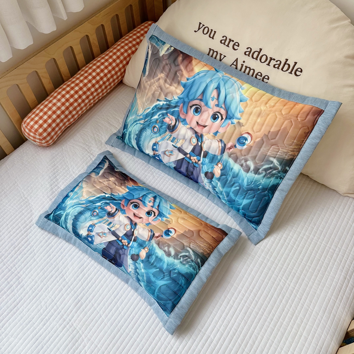 91家纺网 家纺一手货源 找家纺 纽乐家纺 2025新款卡通5D数码印花哪吒周边儿童冰丝乳胶凉枕枕套枕芯 哪吒-4