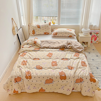 91家纺网 家纺一手货源 找家纺 （总）玉海棠家纺 2025新款水洗皱皱纱印花夏被 被子被芯