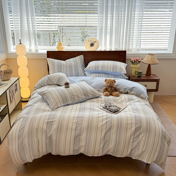 91家纺网 家纺一手货源 找家纺 呗旺鹿 2025新款学生季全棉纯棉40支跑量款巴恩风四件套 克洛伊