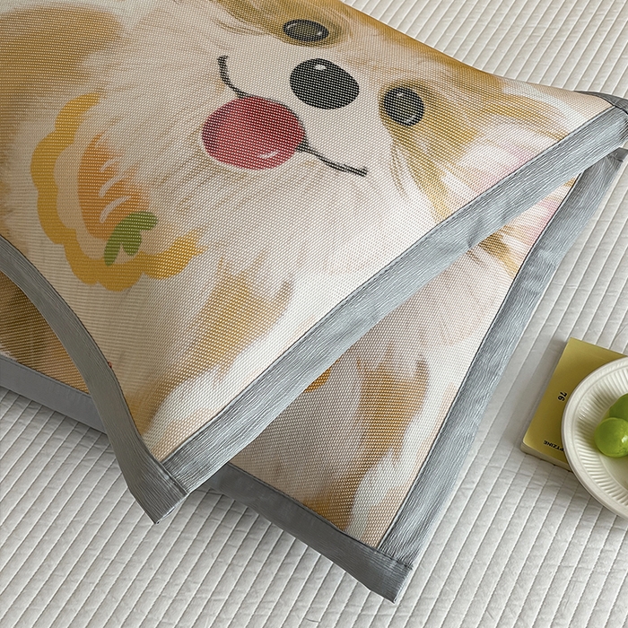 91家纺网 家纺一手货源 找家纺 安哆啦家纺 2025新款A类大版印花冰藤儿童幼儿园卡通萌宠系列凉席单枕套 屁桃基