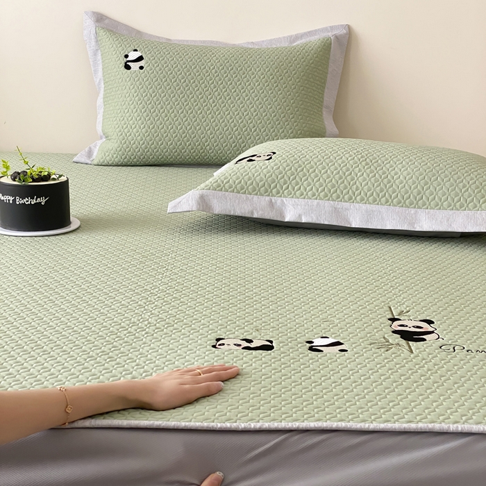 91家纺网 家纺一手货源 找家纺 （总）由有家居 2025新款新品A类PE高凉感分子进口刺绣豆豆凉席三件套