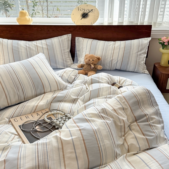 91家纺网 家纺一手货源 找家纺 呗旺鹿 2025新款学生季全棉纯棉40支跑量款巴恩风四件套 克洛伊